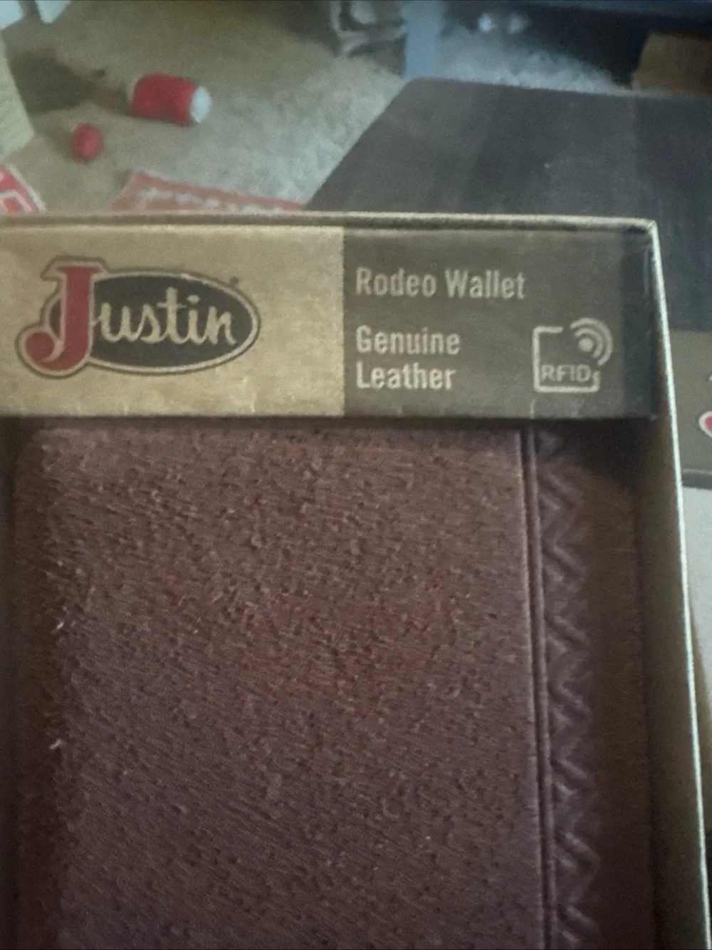 Justin Rodeo Wallet Brown Roughout Leather Western Bifold NEW